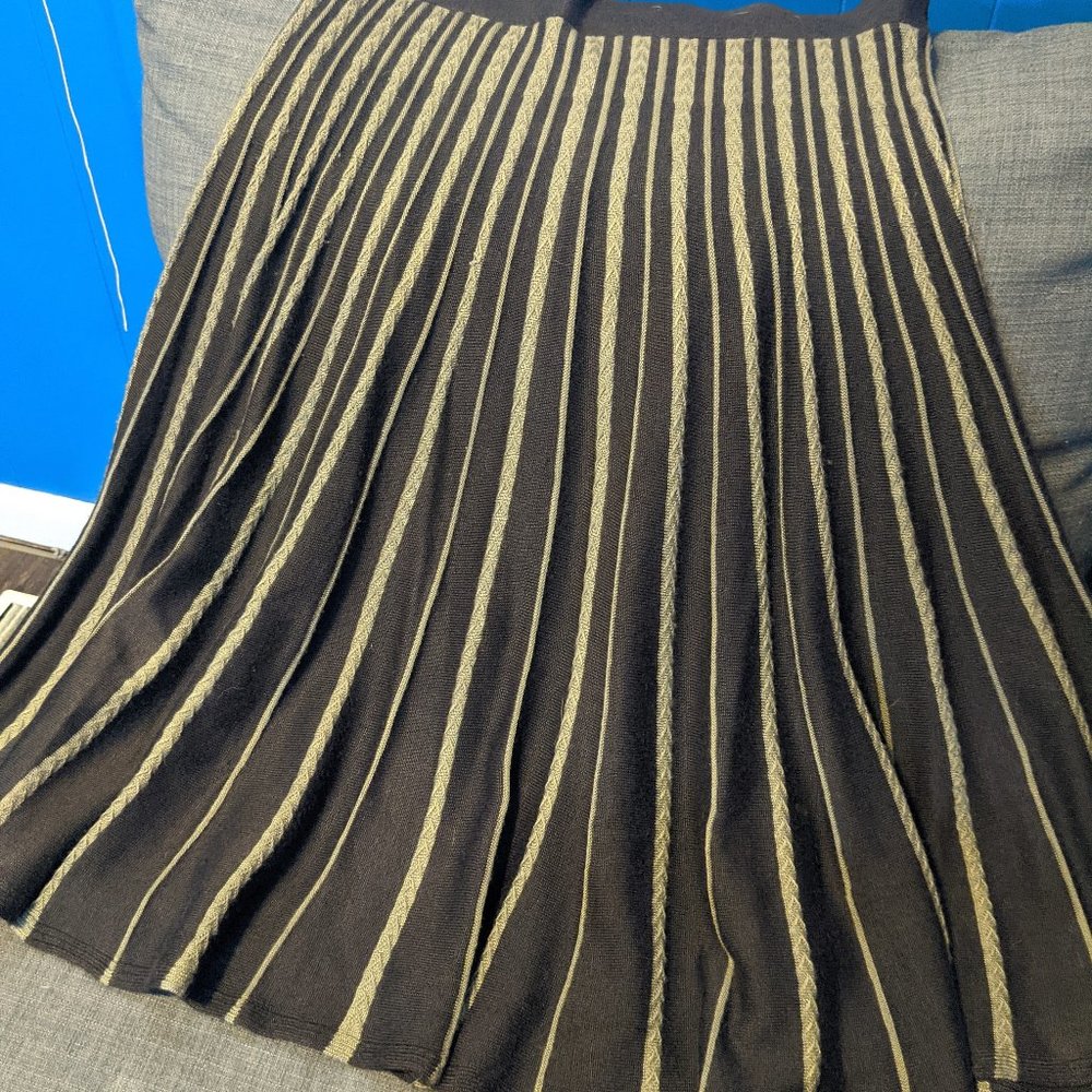 Lapis L mid skirt brown khaki pleated
